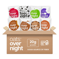 Oats Overnight Party Pack packaging front showing variety flavors for easy mornings