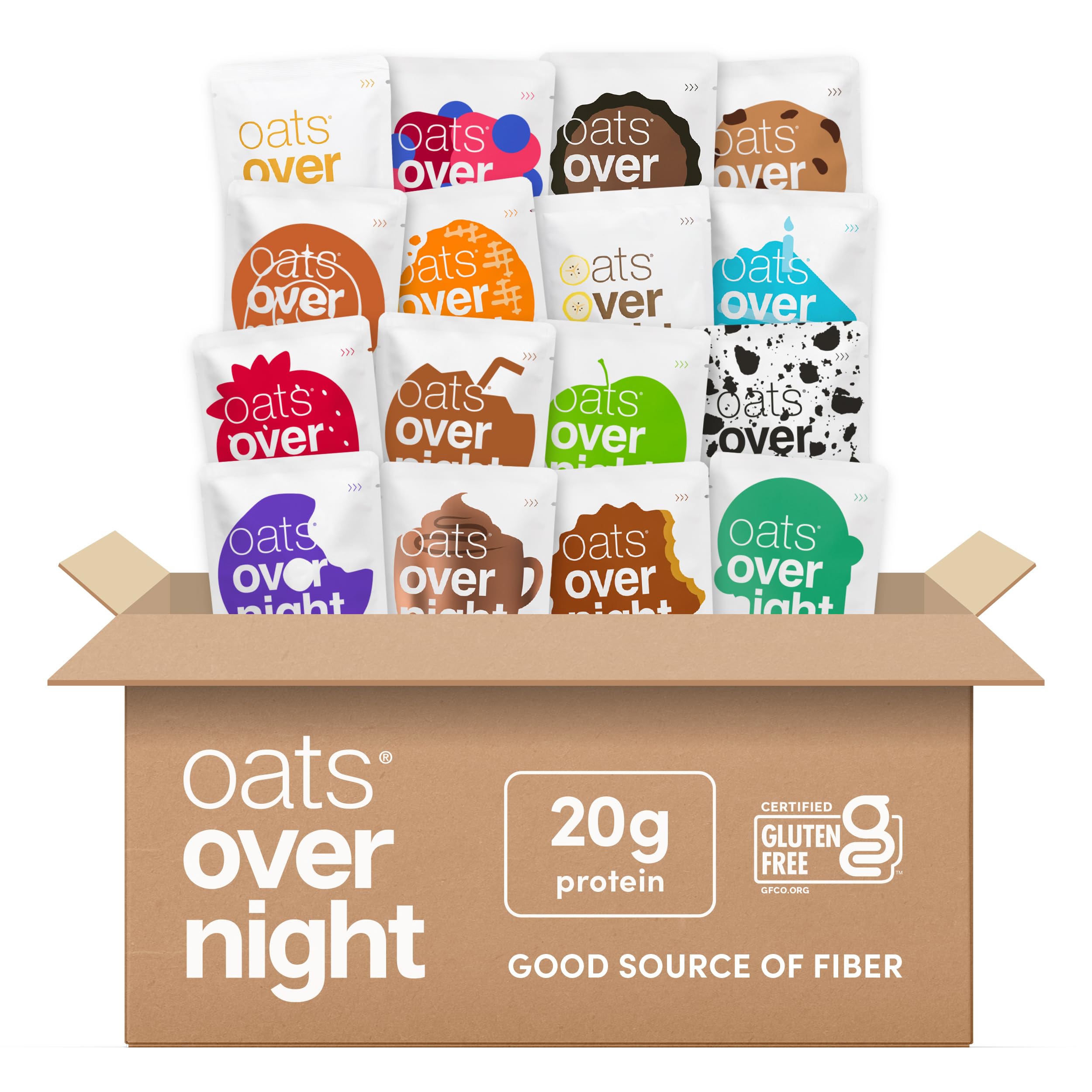 Oats Overnight Ultimate Variety Pack front view, convenient protein breakfast option