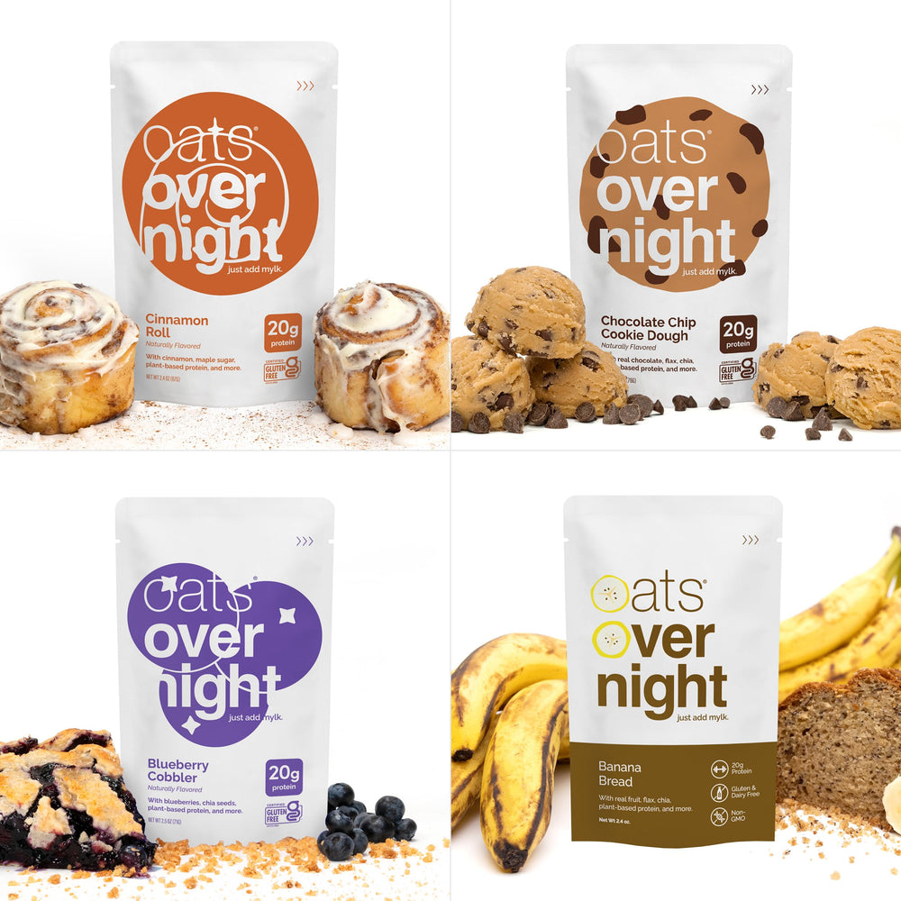 Oats Overnight vegan variety pack front view, ready to grab breakfast image