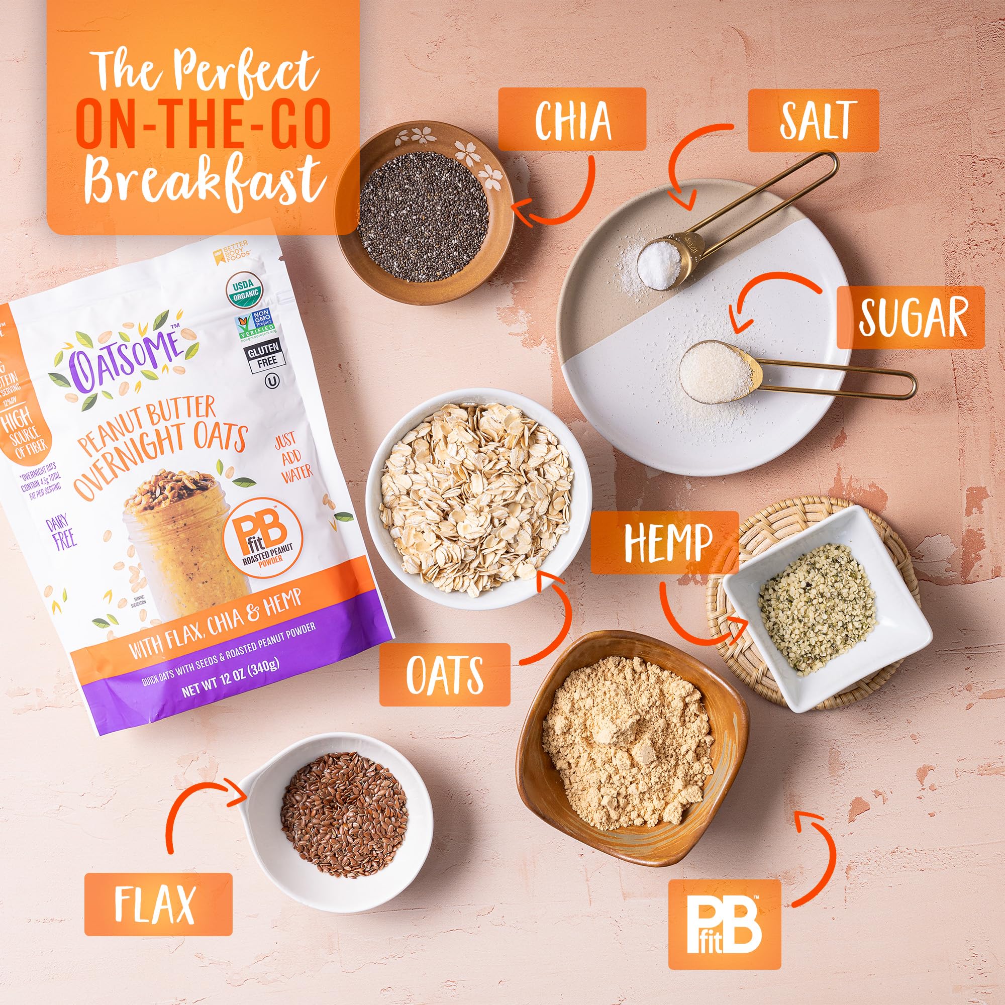 Oatsome PBfit Overnight Oats gluten-free option ready to mix