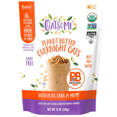 Oatsome PBfit Overnight Oats peanut butter flavor in a bowl for a quick breakfast