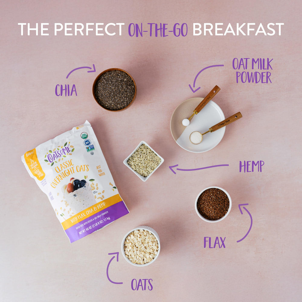Oatsome toppings ideas with fruit and nut butter