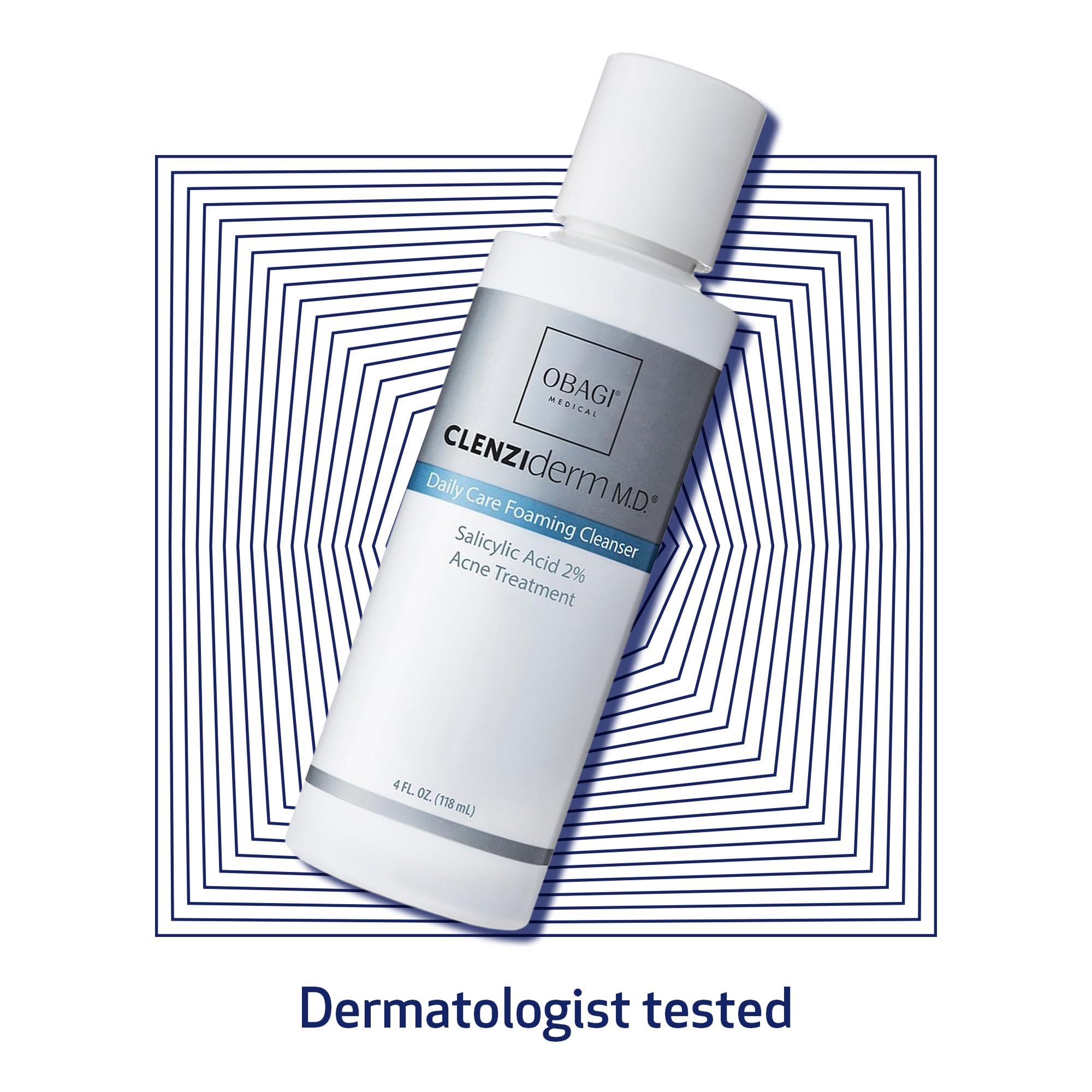 Dermatologist-tested seal on Obagi CLENZIderm M.D. Daily Care Cleanser