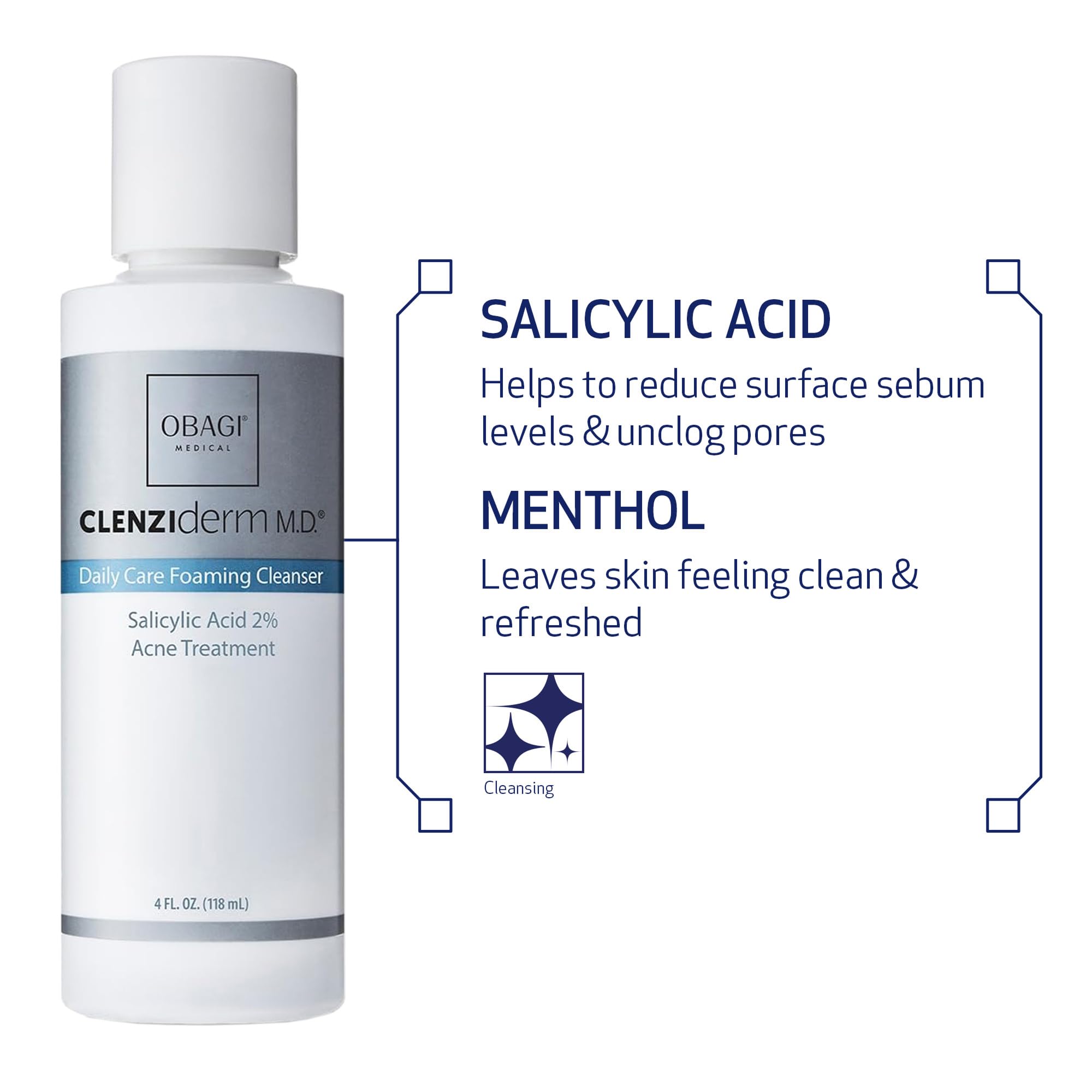 Pores appear cleaner after use with Obagi CLENZIderm M.D. Daily Care Cleanser