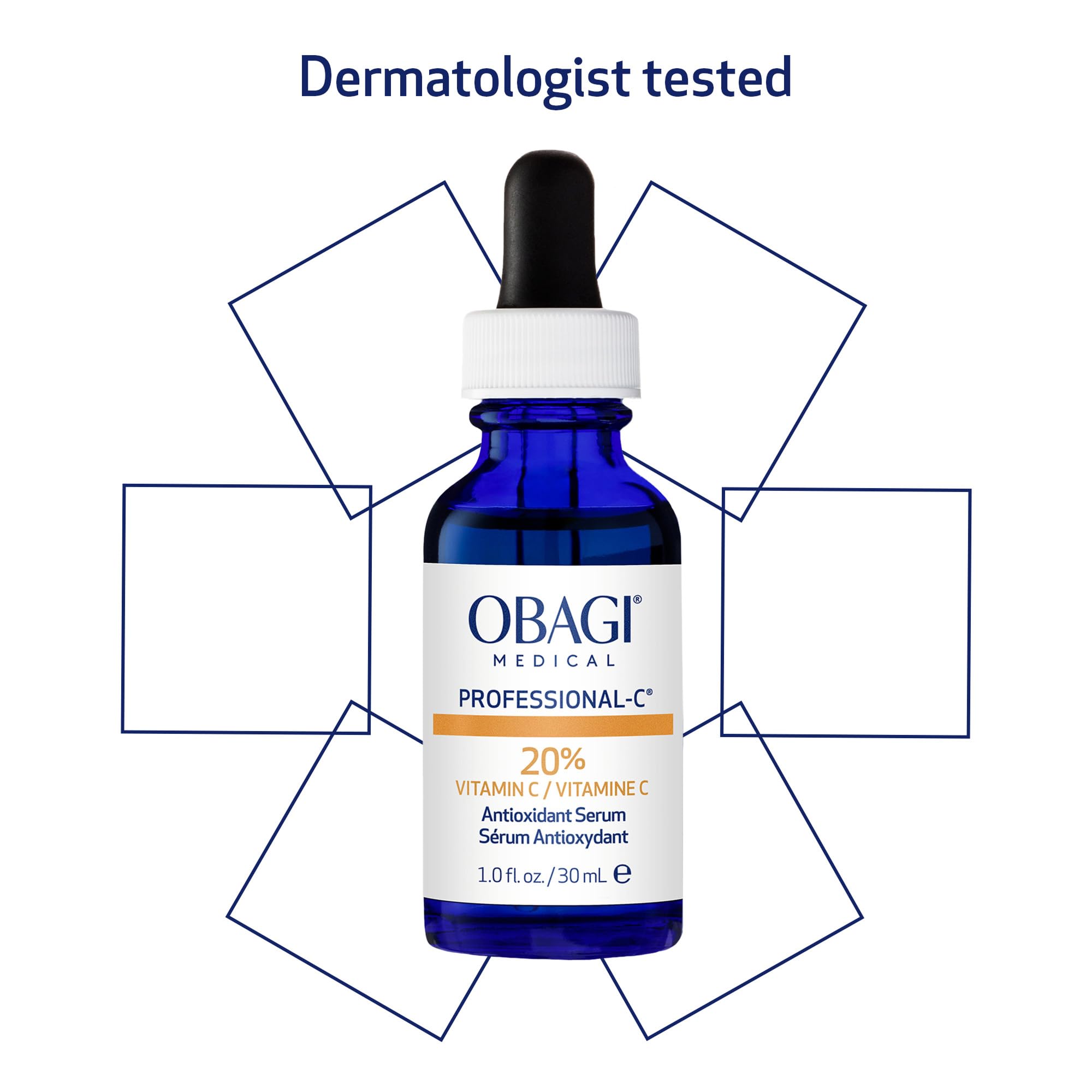 Obagi dermatologist-tested label on product packaging.