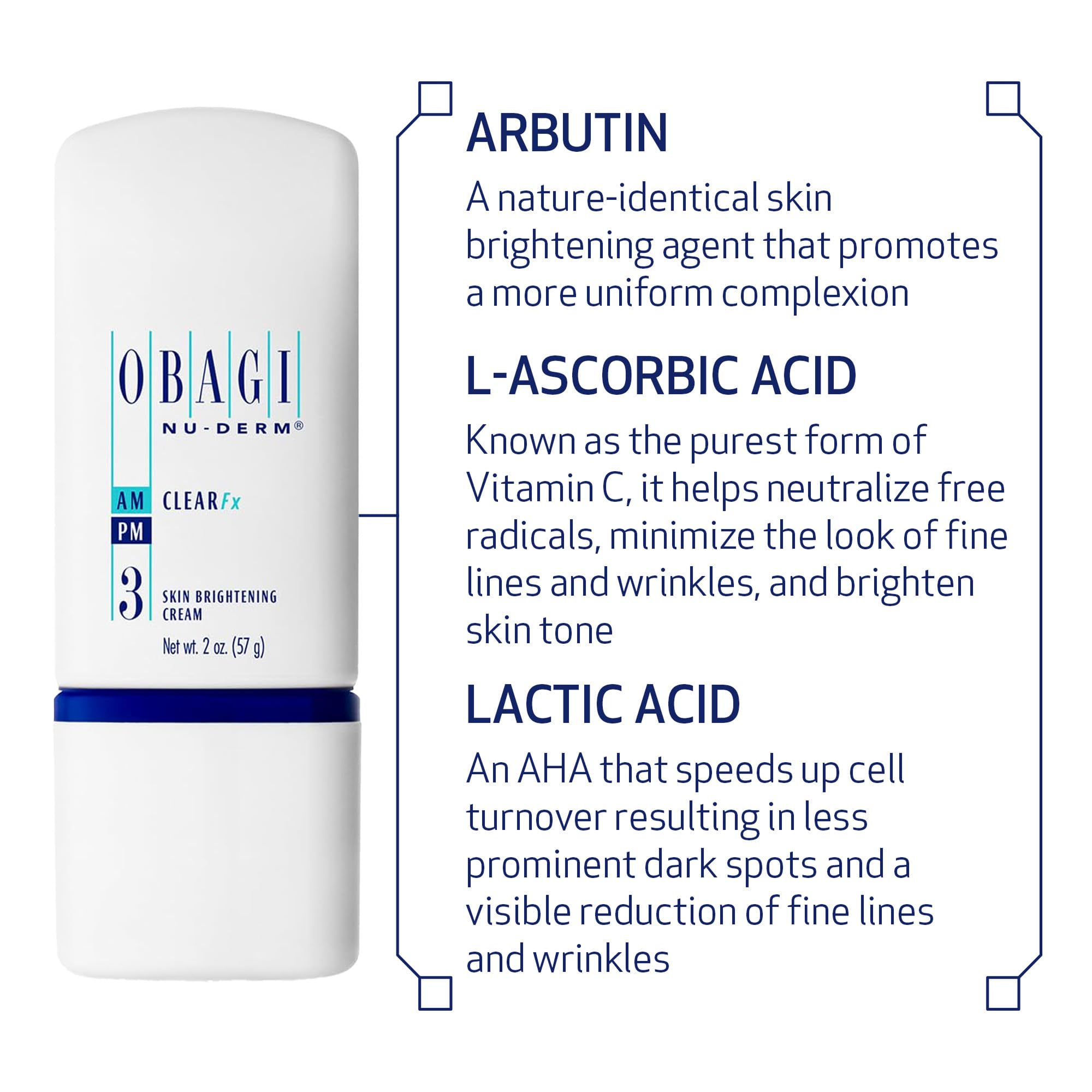 Obagi Nu-Derm Clear Fx label close-up on premium packaging