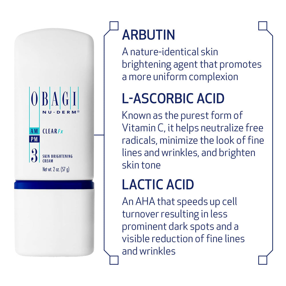 Obagi Nu-Derm Clear Fx label close-up on premium packaging