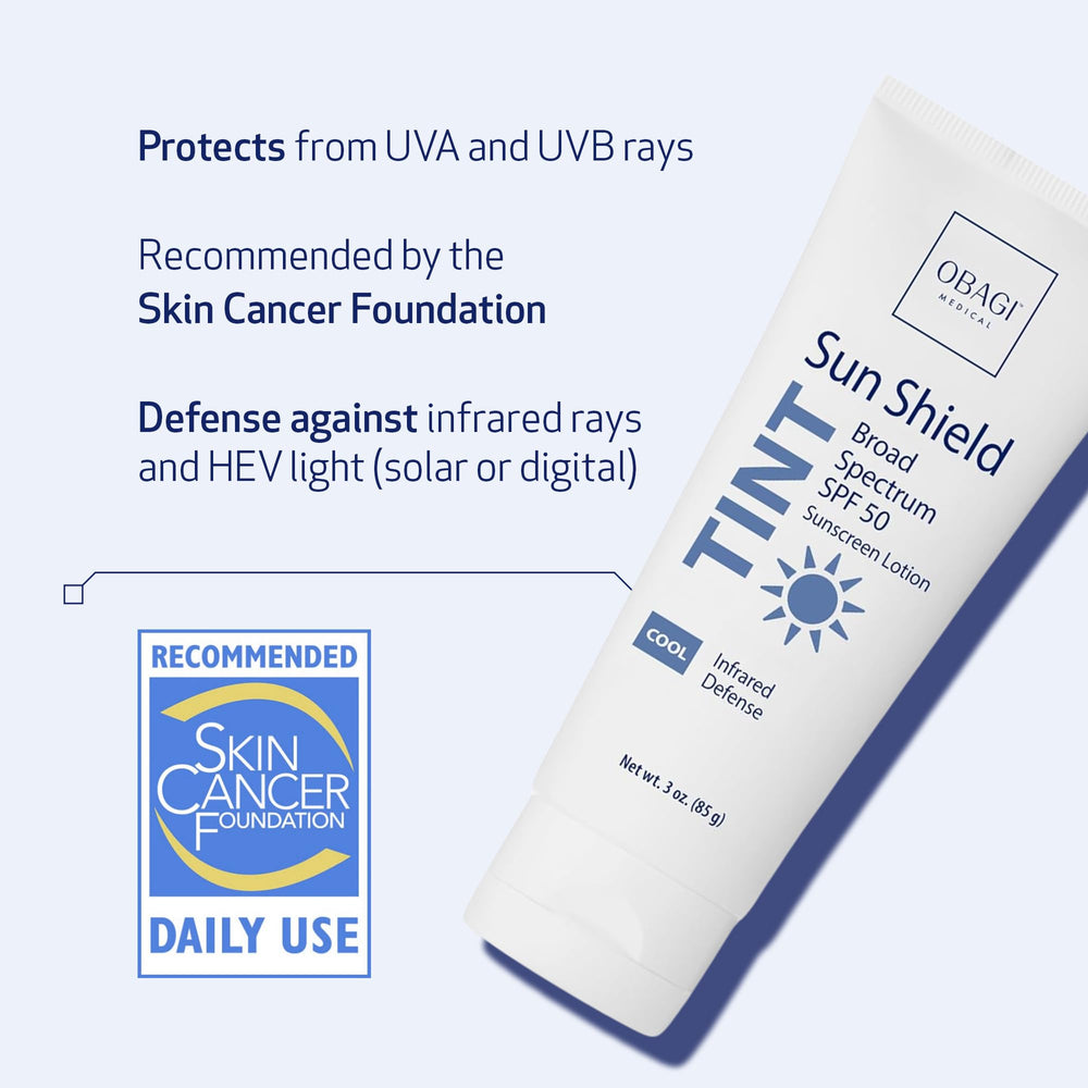Swatch of Obagi Sun Shield tinted sunscreen showing the cool tint