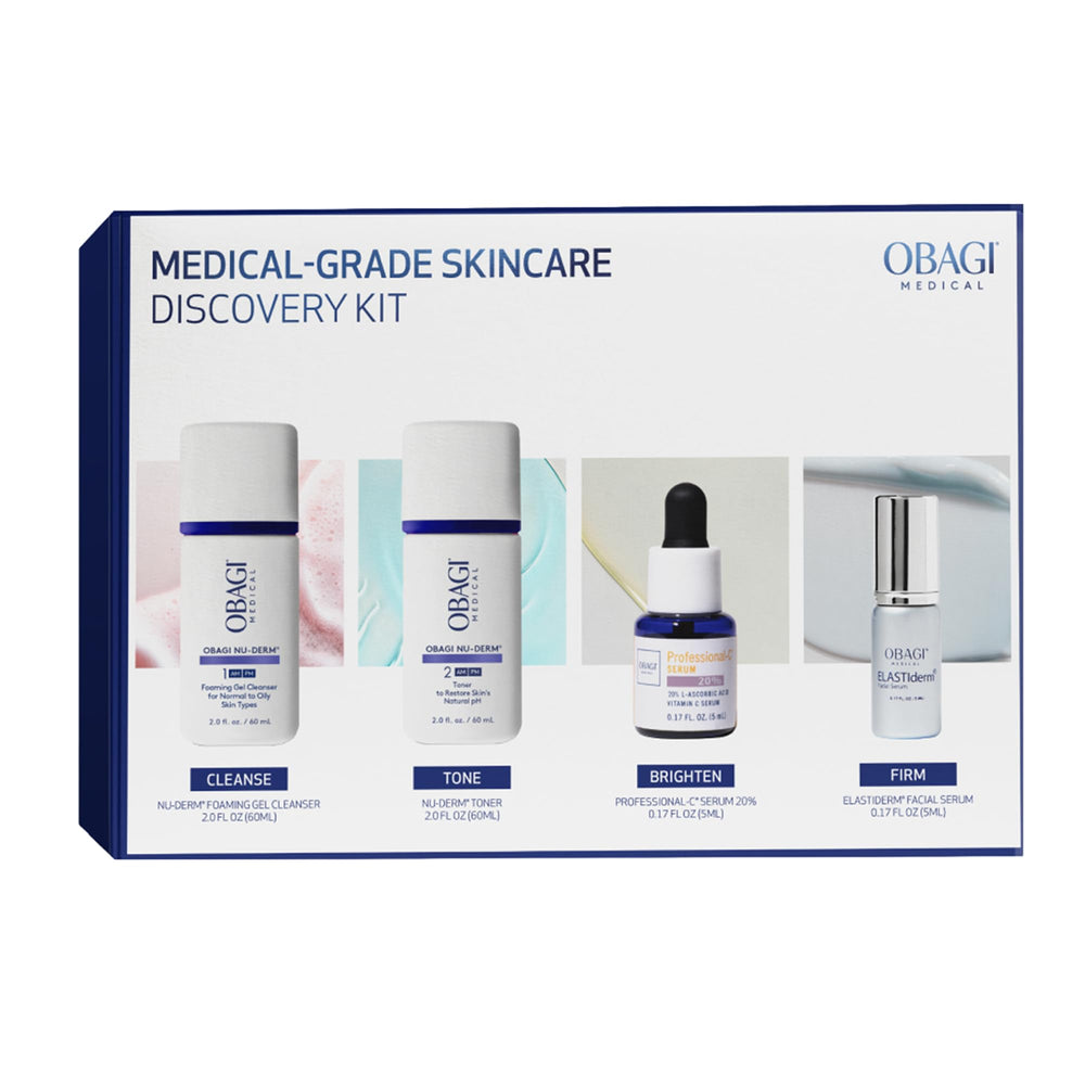 Obagi travel set foaming gel cleanser bottle for a refreshing cleanse on the go.