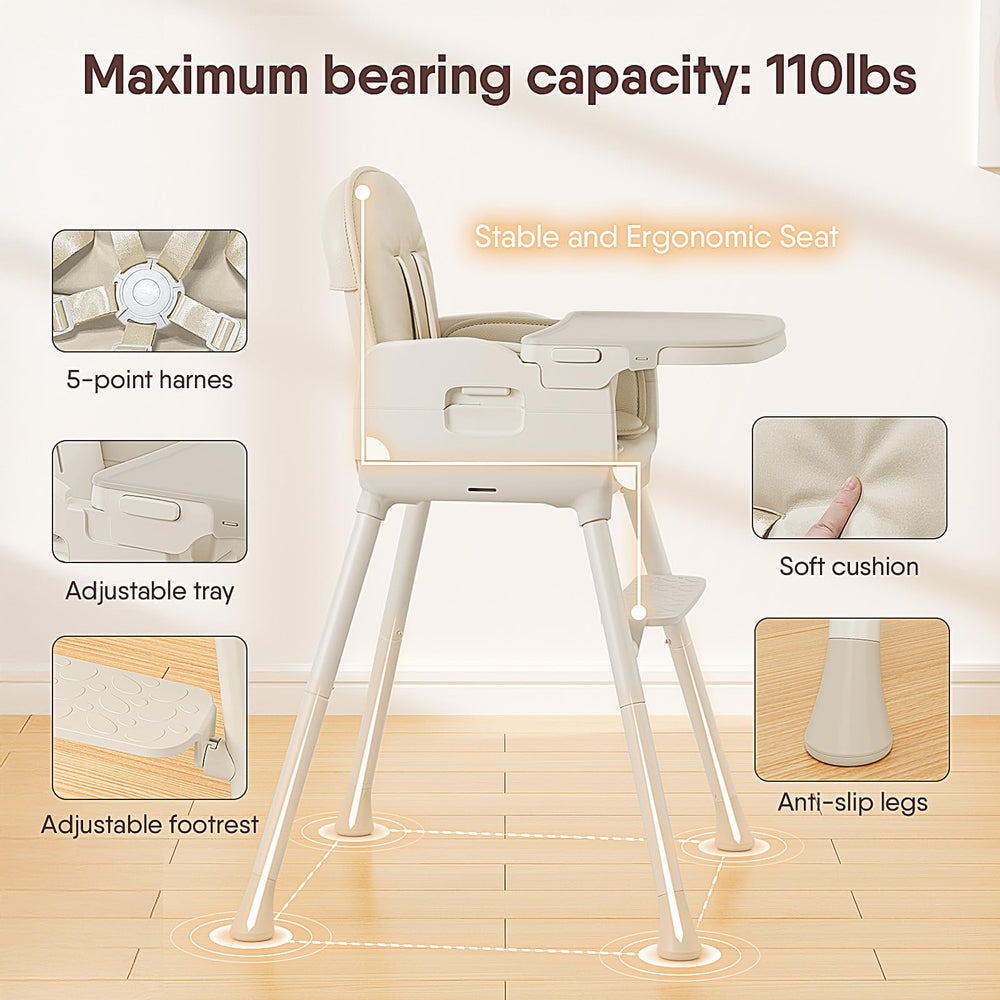 Obee Odee highchair 5 point harness keeps your child secure