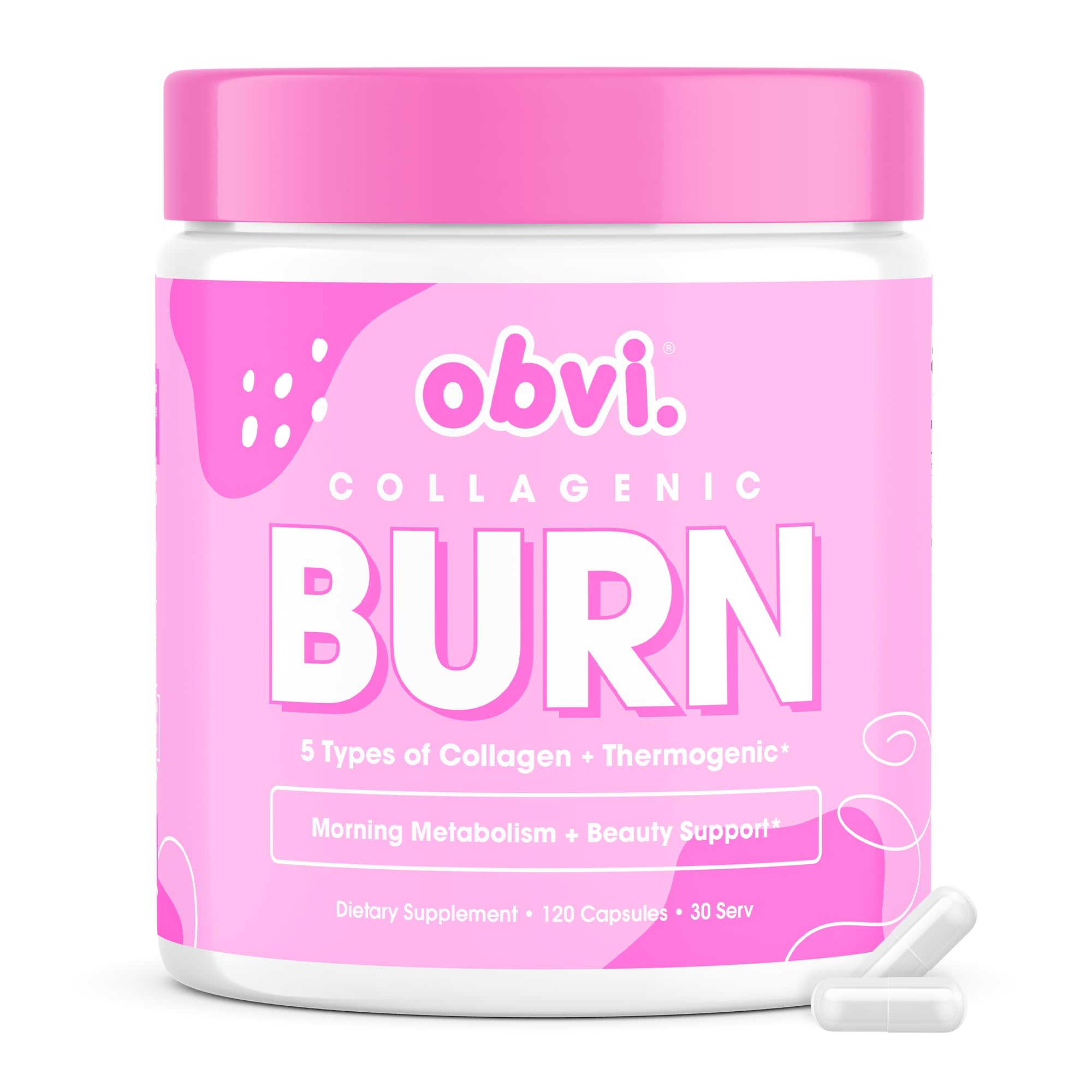 Obvi Collagenic Burn bottle front view for daily wellness and easy use.