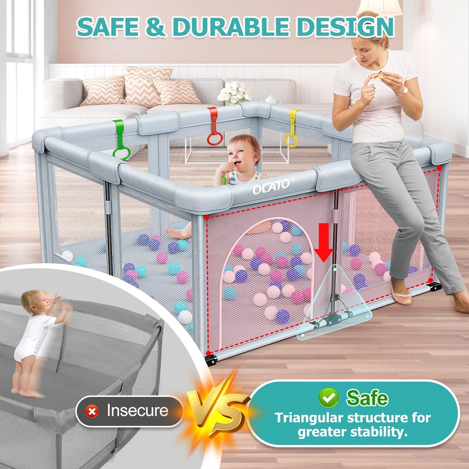 OCATO baby playpen ocean balls included for engaging playtime