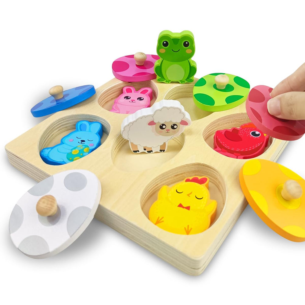 OCBTOW Easter pegged puzzles show the egg lid design for little hands