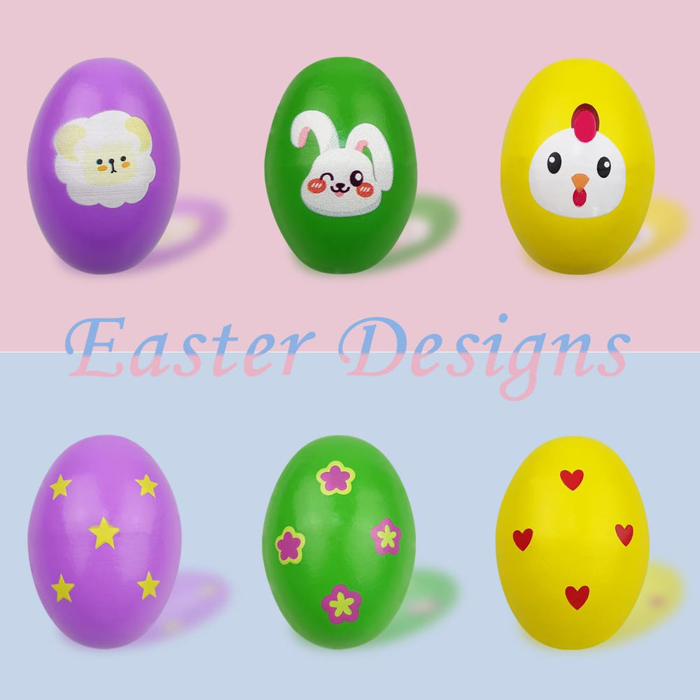 OCBTOW wooden shake egg with kid-friendly design, ideal for Easter gifting.