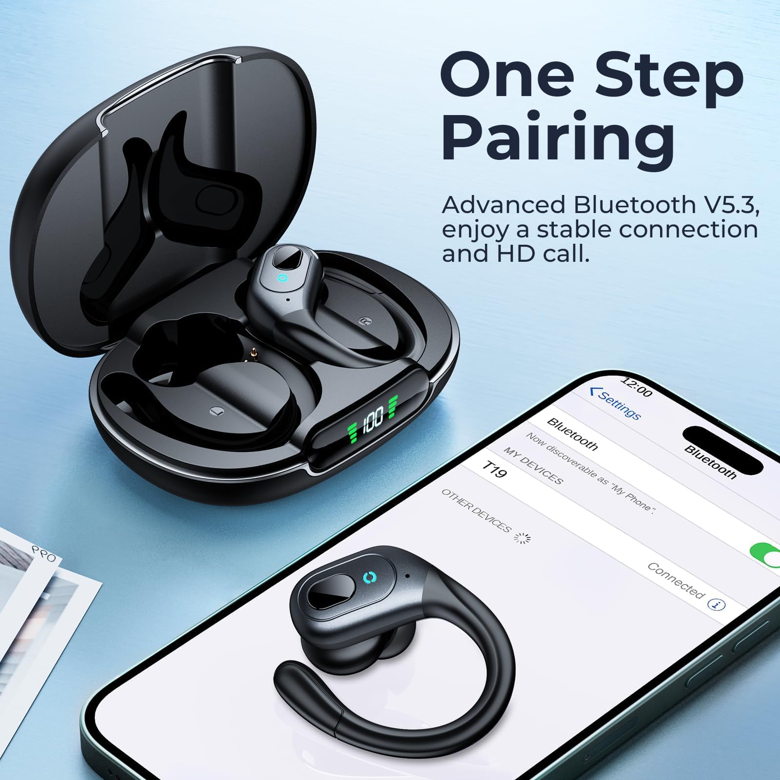Occiam one-step pairing demonstrated when case opens for quick setup