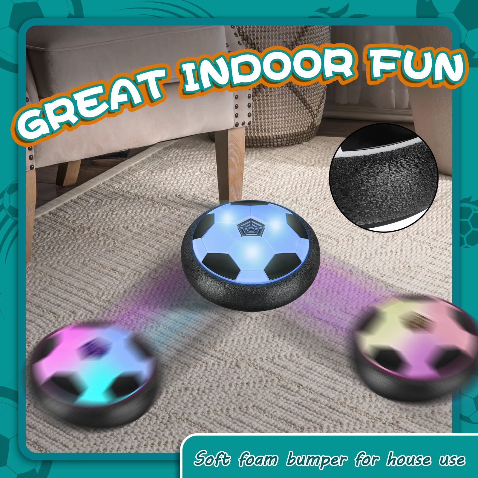 Ocditikl hover soccer ball air hover action for smooth gliding.