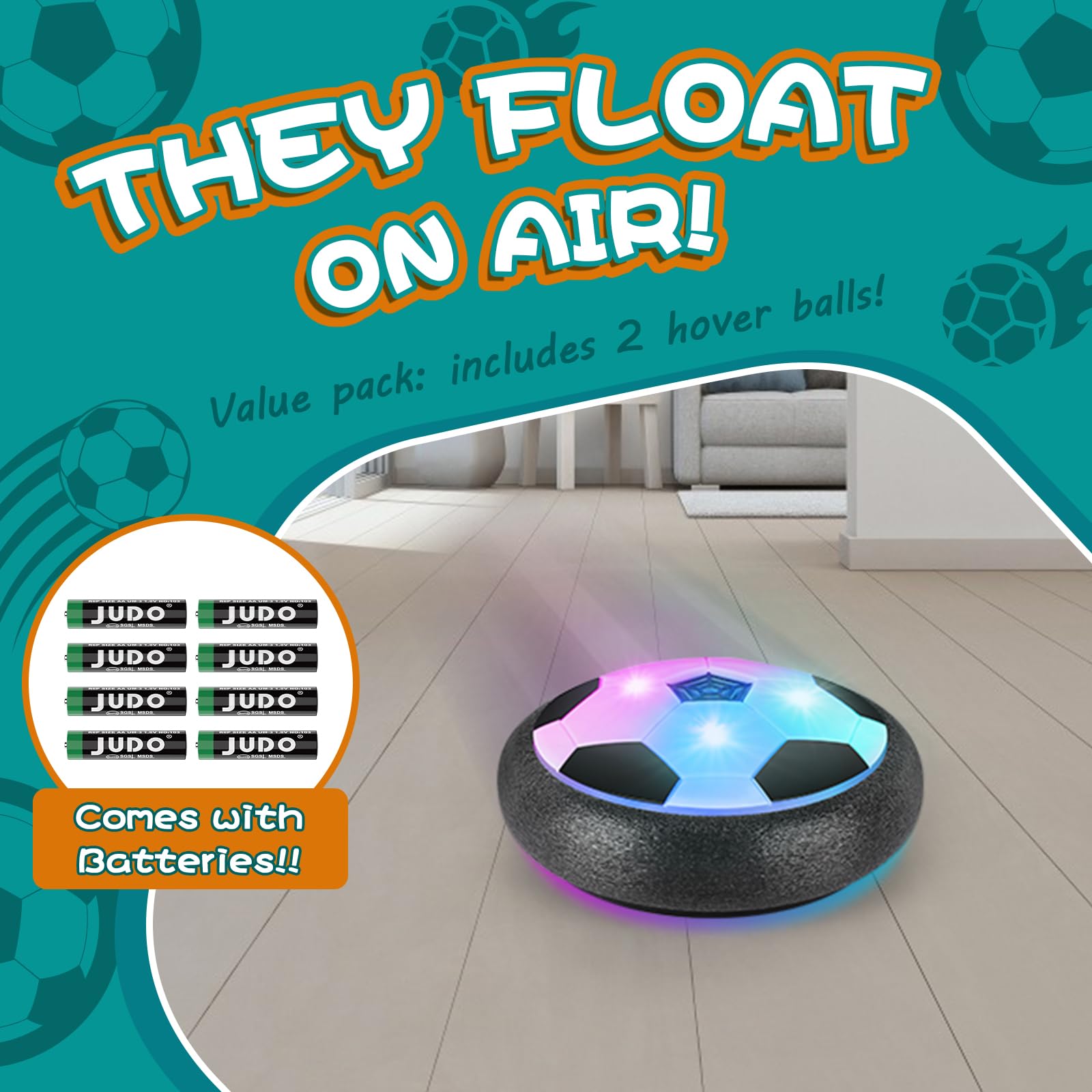 Ocditikl hover soccer ball foam bumper protects walls during lively kicks.