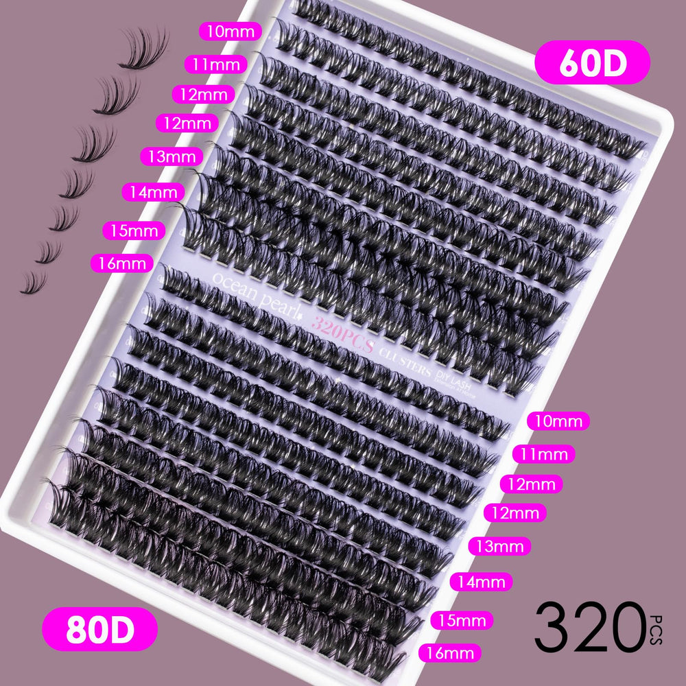 Ocean Pearl lash clusters 10–16mm range for versatile eye styling.