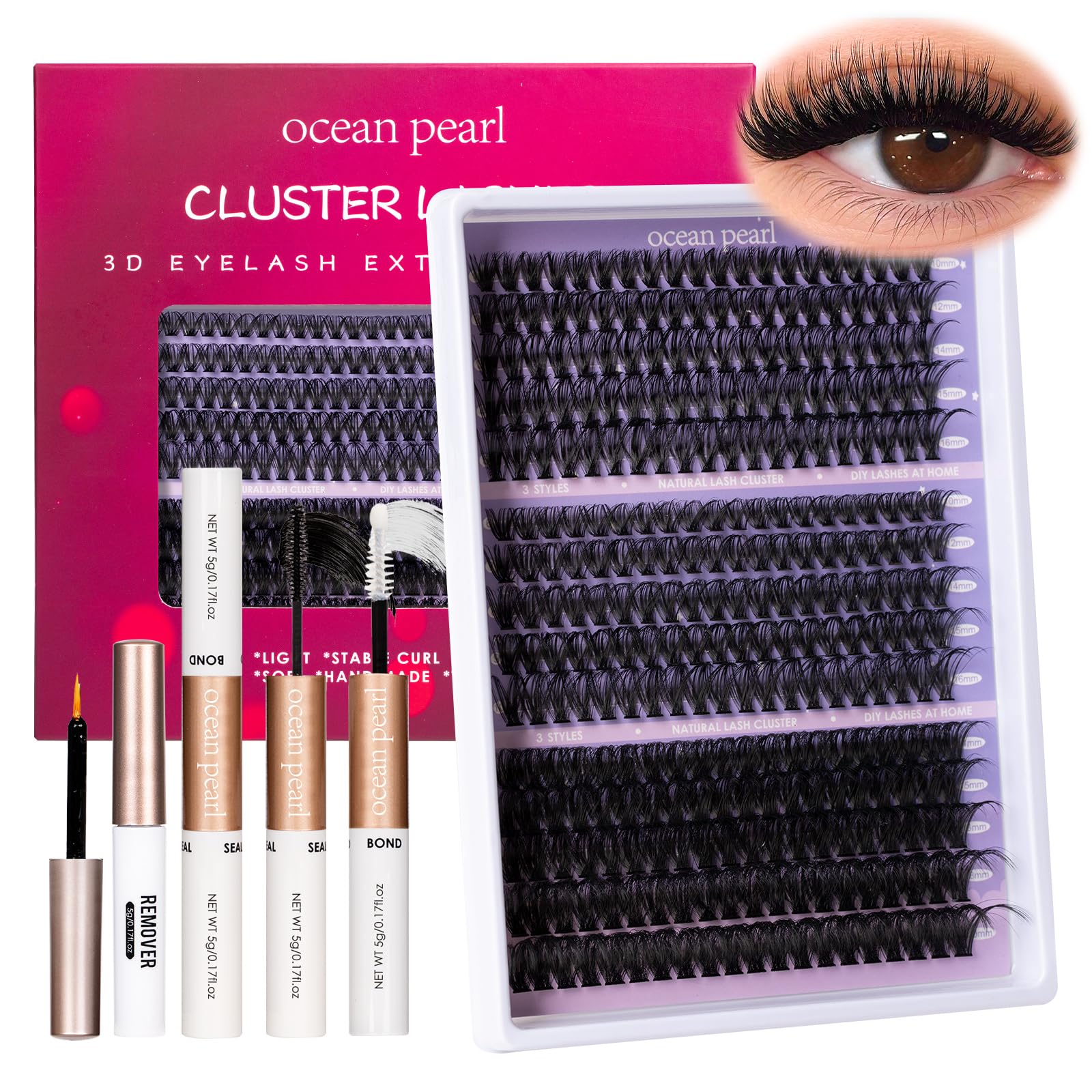 Ocean Pearl lash clusters 10-20mm offer natural to dramatic styling possibilities.