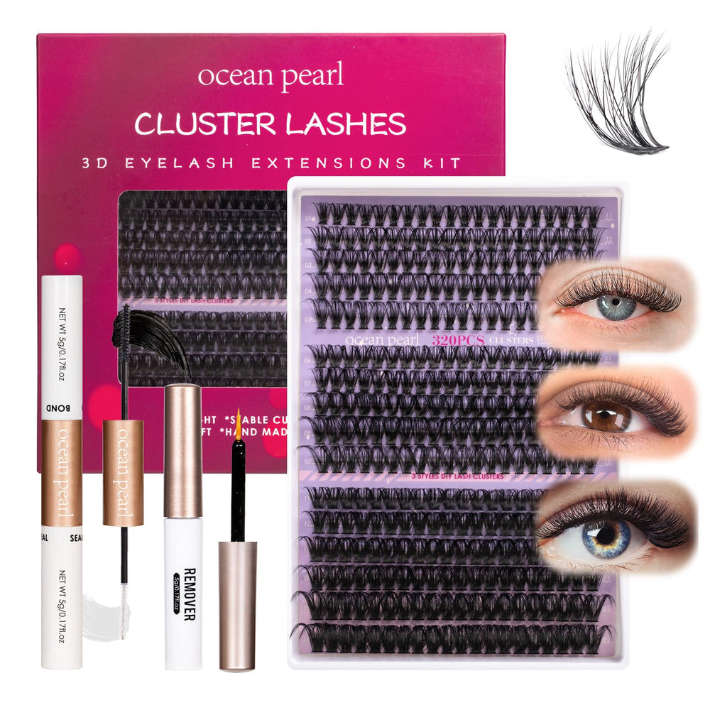 Ocean Pearl lash clusters kit with 320 pieces for at-home salon-style lashes