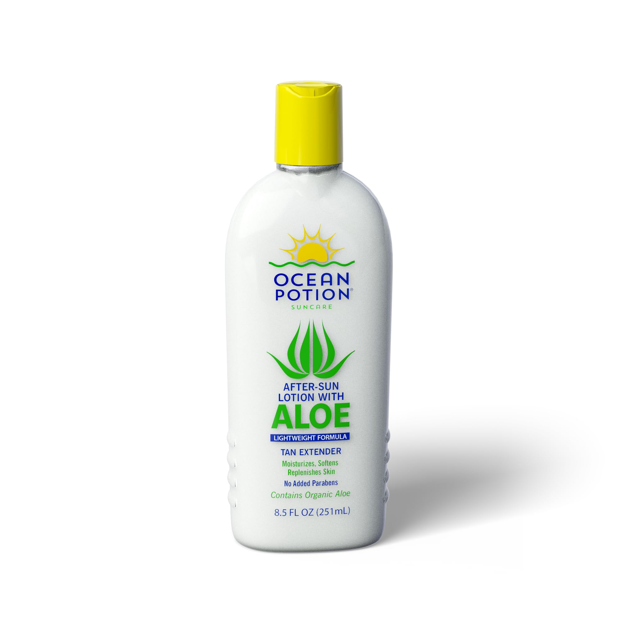 Ocean Potion after sun lotion bottle with aloe vera for soothing hydration after sun exposure