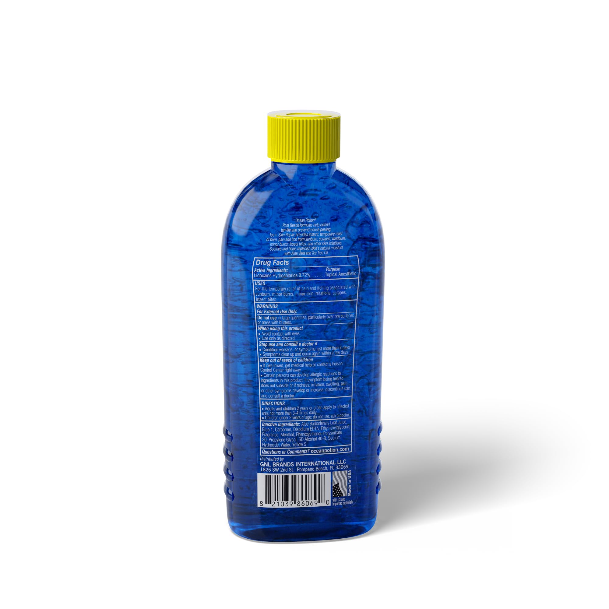 Ocean Potion Sun Care Cooling After Sun Gel bottle close-up, soothing post-sun comfort