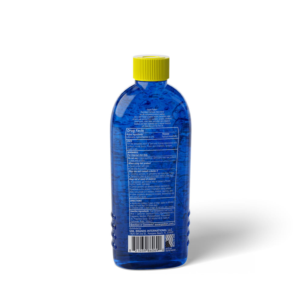 Ocean Potion Sun Care Cooling After Sun Gel bottle close-up, soothing post-sun comfort