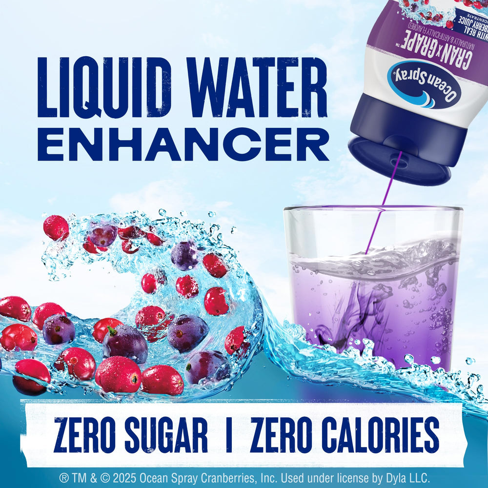 Ocean Spray Cran-Grape glass refresh, convenient hydration anytime.