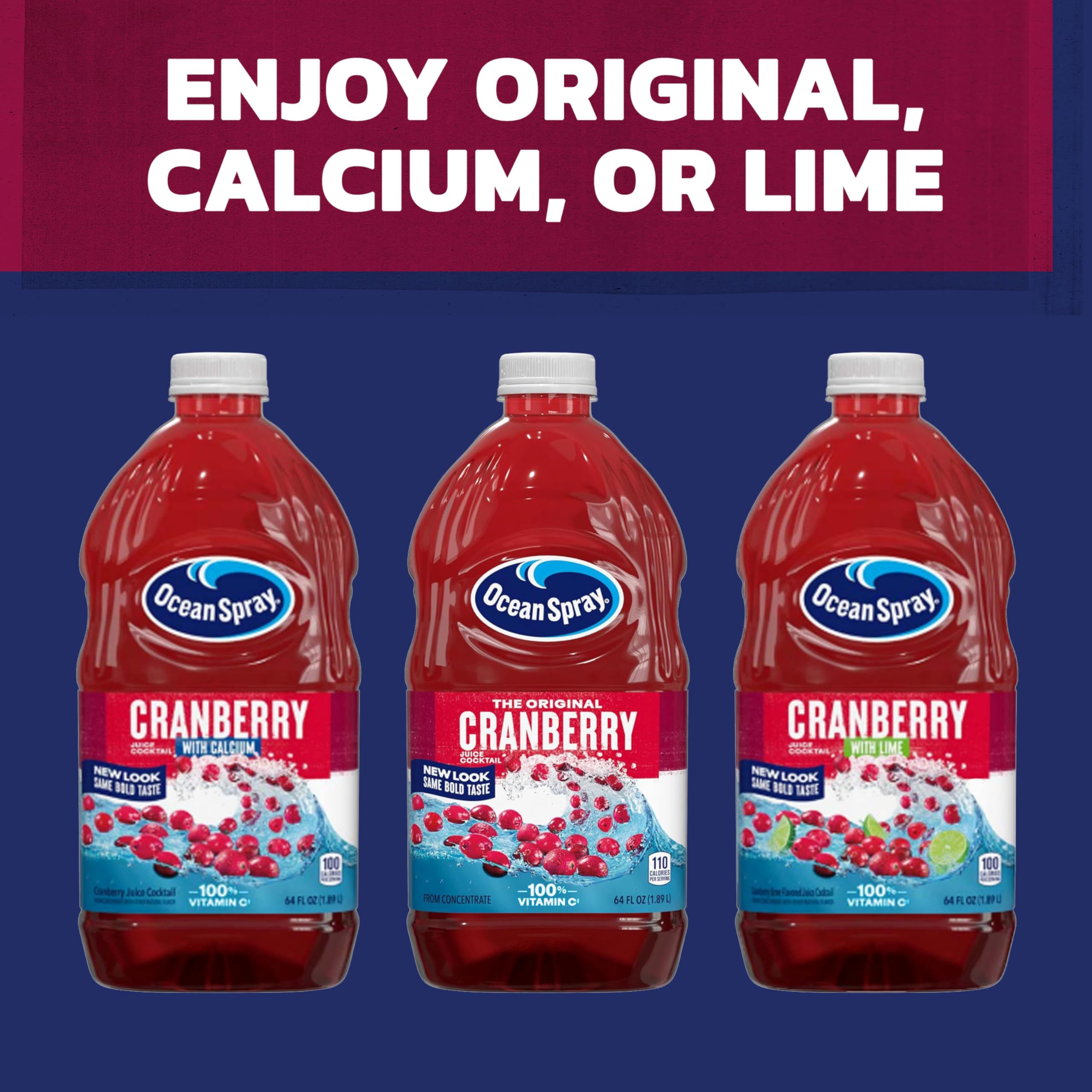 Chilled Ocean Spray Cranberry Cocktail Juice Drink bottle beside a pitcher for party drinks