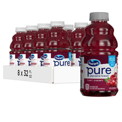 Ocean Spray Pure Unsweetened Tart Cherry Juice bottle highlighting bold, pure cherry flavor for a refreshing sip.