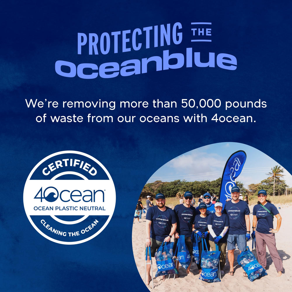 Oceanblue Omega-3 2100 lifestyle shot with active person taking dose.