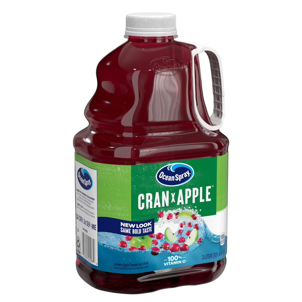 Pack-shot featuring Ocean Spray Cran-Apple bottle and label.