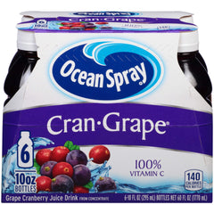 Ocean Spray Cran-Grape juice drink bottle, 10 oz, ideal for on-the-go refreshment.