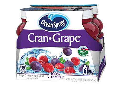 Ocean Spray Cran-Grape label detail emphasizes real fruit juice.