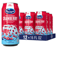 Ocean Spray Cranberry Juice Cocktail 16oz can, 12-pack, great for on-the-go hydration.
