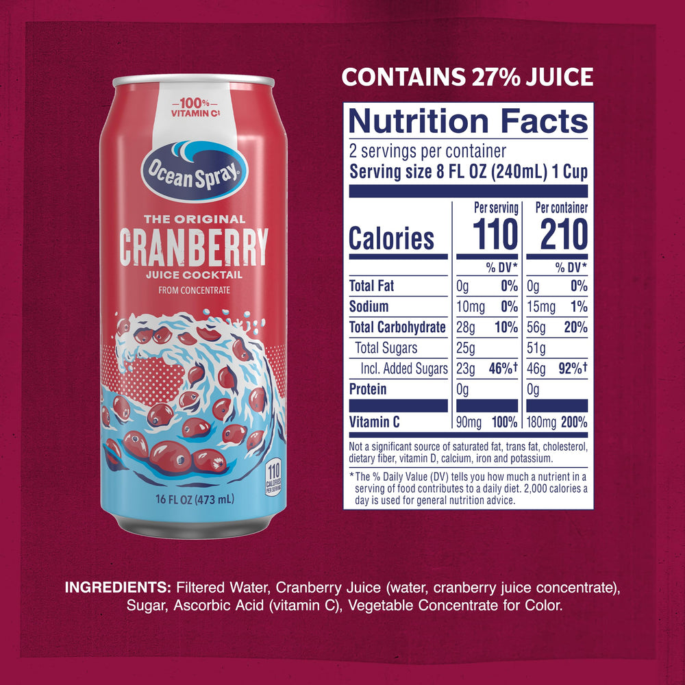 Ocean Spray Cranberry Juice Cocktail cooler display in a pack, ideal for gatherings.