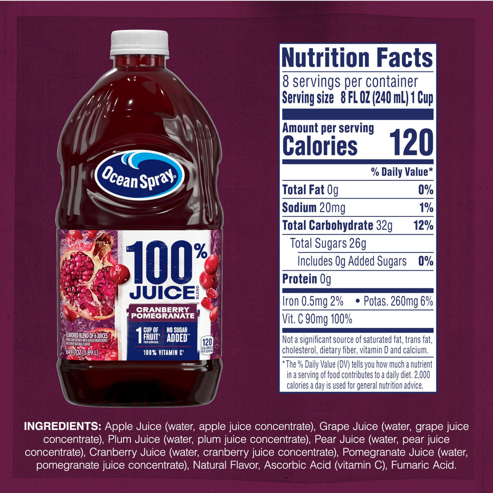 Ocean Spray Cranberry Pomegranate juice poured into a glass for sipping