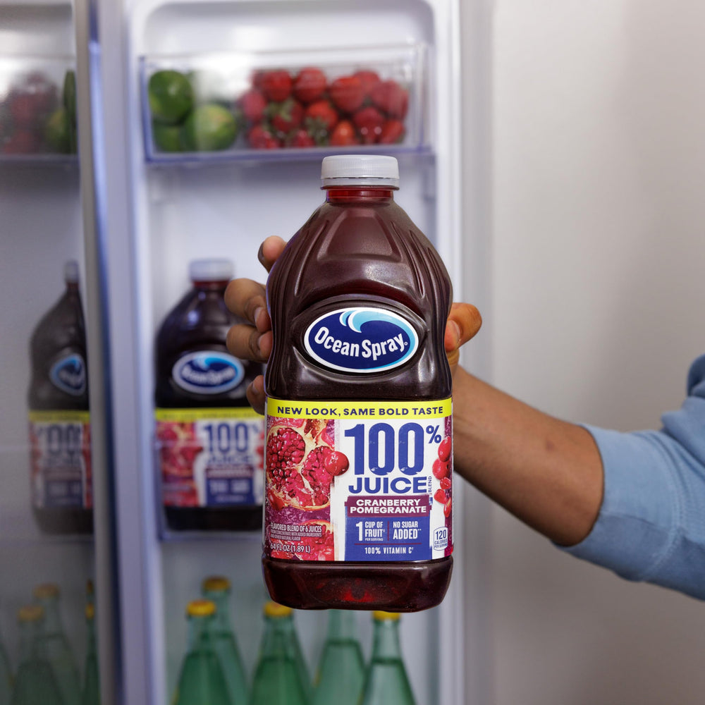 Ocean Spray Cranberry Pomegranate juice glass ready for a healthful sip