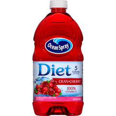 Ocean Spray Diet Cran-Cherry 64 oz bottle front view for grab-and-go refreshment.