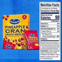 Ocean Spray Pineapple Cran Snack Medley dried cranberries and pineapple close-up.