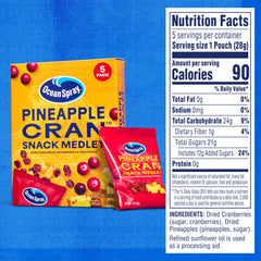 Ocean Spray Pineapple Cran Snack Medley five-pack layout, perfect for quick lunches.