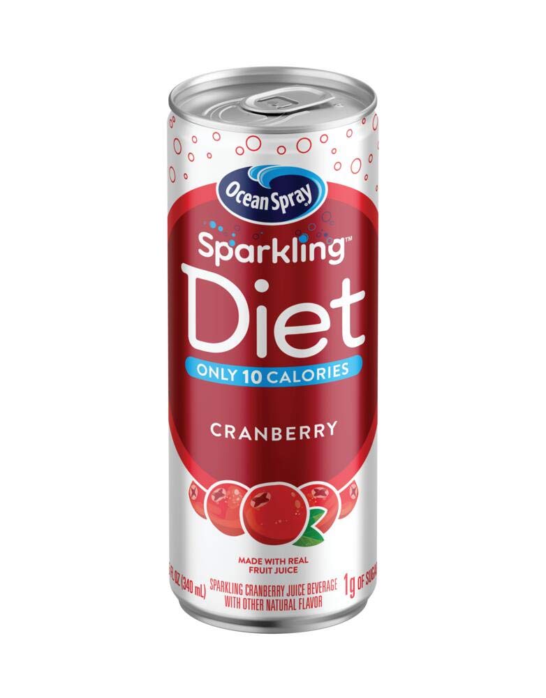 Ocean Spray Sparkling Diet Cranberry Juice Drink can front view for refreshing, low-calorie hydration
