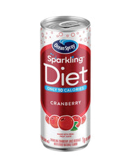 Ocean Spray Sparkling Diet Cranberry Juice Drink can front view for refreshing, low-calorie hydration