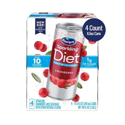 Ocean Spray Sparkling Diet Cranberry Juice Drink in a glass shows bubbly real-fruit flavor