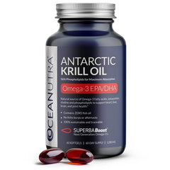 Oceanutra Krill Oil bottle front highlighting high-potency omega-3.
