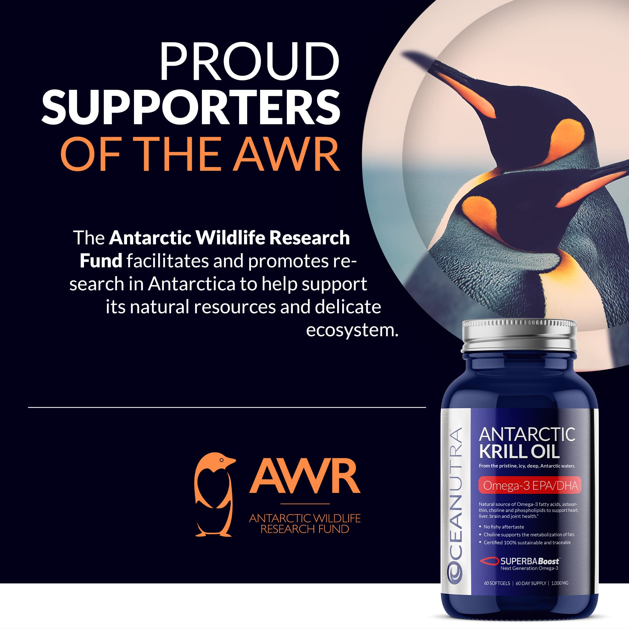 Oceanutra sustainable traceable Antarctic omega-3 label.