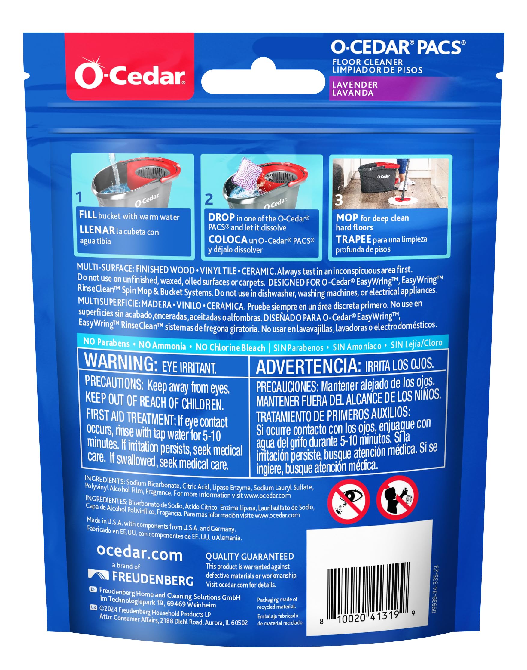 O-Cedar PACS ensure a consistent 1.6 gallon water mix per pod.