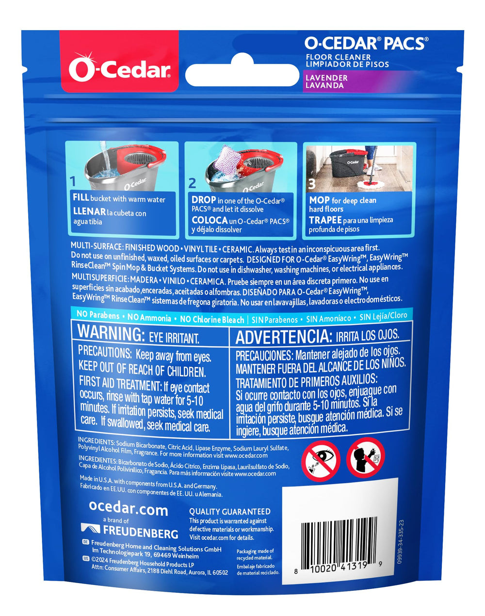 O-Cedar PACS ensure a consistent 1.6 gallon water mix per pod.