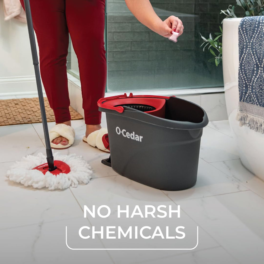 O-Cedar PACS pod in water creates a ready-to-mop solution for hard floors.