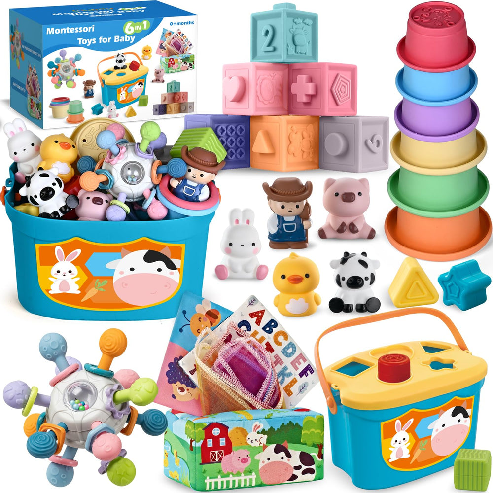 OCHIDO 6-in-1 teether toy with textured points for soothing gums and engaging chews.